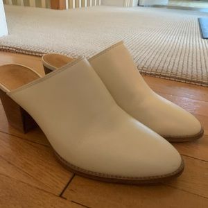 Bone colored heeled mules from Madewell